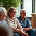 Diverse group of adults discussing health, representing supportive chronic condition management.